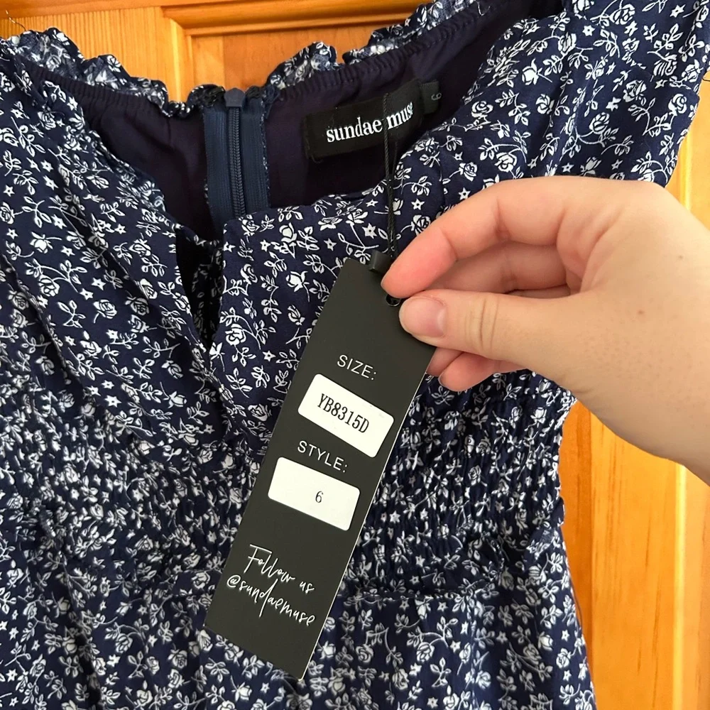 Sundae Muse Blue Floral Mini Dress - Picture 3 of 5